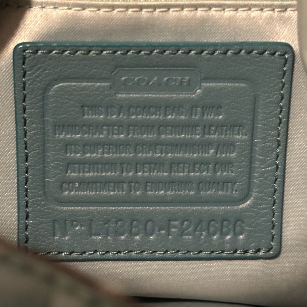 Coach Teal Blue Leather Shoulder Bag - Picture 2 of 5